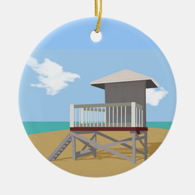 Life Guard Shack Ceramic Ornament (Front)