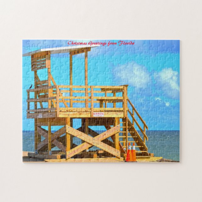 Life Guard Stand Florida.Christmas Greetings Jigsaw Puzzle (Horizontal)