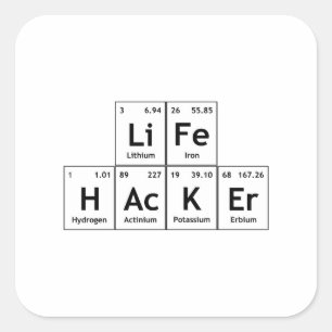 LiFe HAcKEr Chemistry Elements Periodic Table Word Square Sticker