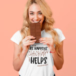 Life Happens Chocolate Helps amusing Quote T-Shirt<br><div class="desc">Fun quote Life Happens Chocolate Helps in a mix of black and brown typography with a heart and small square motifs symbolic of chocolate squares!</div>
