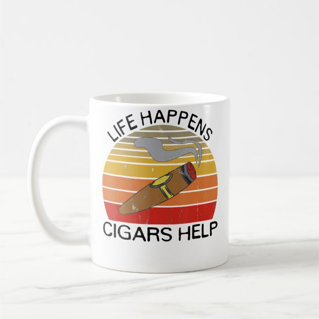 Life Happens Cigars Help For Cigar Smokers Coffee Mug (Left)