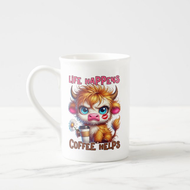 Life Happens Coffee Helps  Bone China Mug (Left)