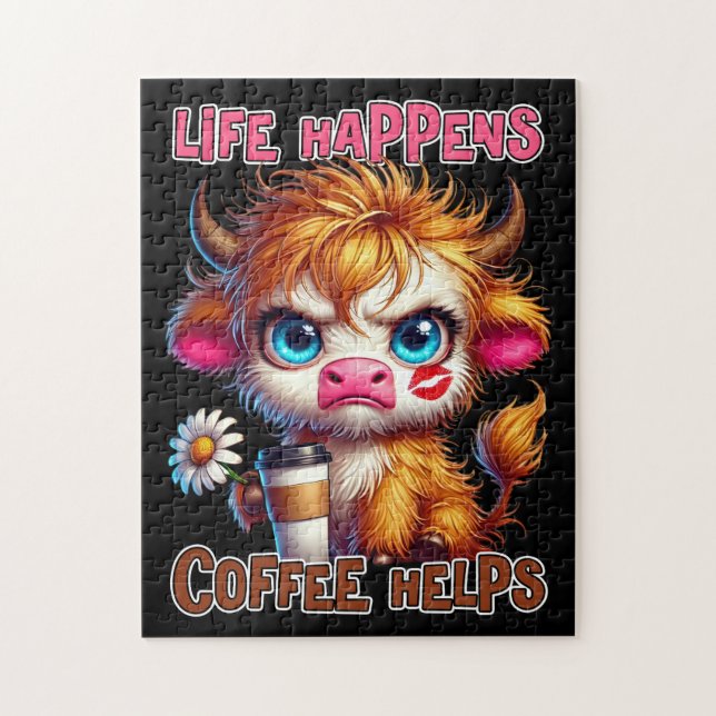 Life Happens Coffee Helps  Jigsaw Puzzle (Vertical)