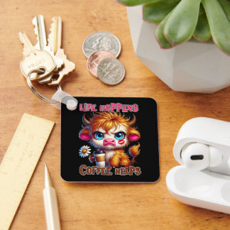Life Happens Coffee Helps  Keychain