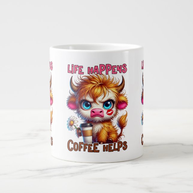 Life Happens Coffee Helps  Large Coffee Mug (Front)