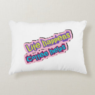 Life happens, coffee helps modern typograp pillow
