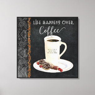 Life Happens Over Coffee Cafe Personalized Canvas Print