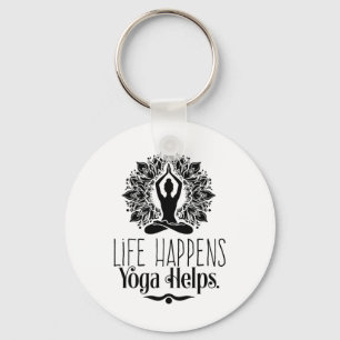 Life Happens Yoga Helps Cute Motivation Yoga Gifts Keychain