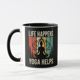 Life Happens Yoga Helps Mug