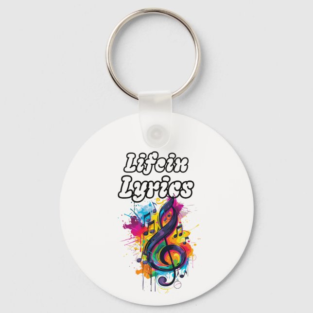 "Life in Lyrics" colour notes typography design Keychain (Front)