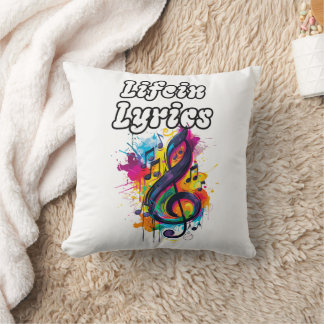 "Life in Lyrics" colour notes typography design Throw Pillow