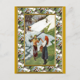 Life in the mountains holiday postcard