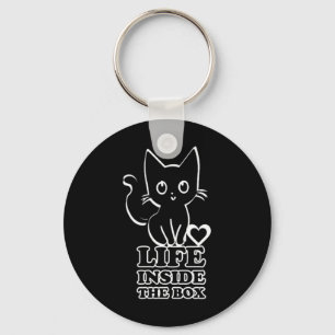 Life Inside The Box - Black Kitty Cat Keychain