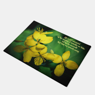 Life Inspirational Quote Yellow Flowers  Doormat
