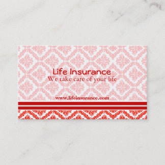 Life Insurance Red and White Business Cards
