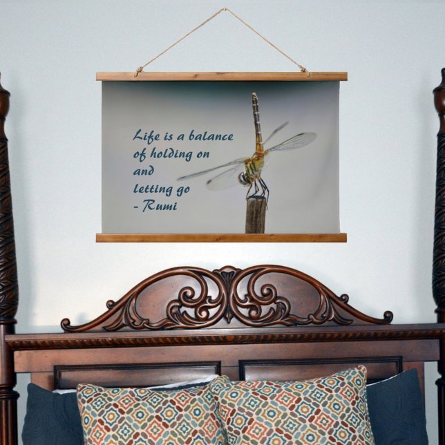 Life is a Balance quote Dragonfly Photographic Hanging Tapestry (Creator Uploaded)