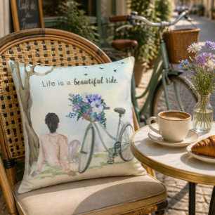 Life is a Beauitful Ride Bicycle Throw Pillow