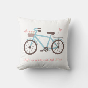 Life is a Beautiful Ride Bicycle Throw Pillow