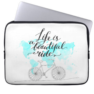 Life Is A Beautiful Ride Blue Laptop Sleeve