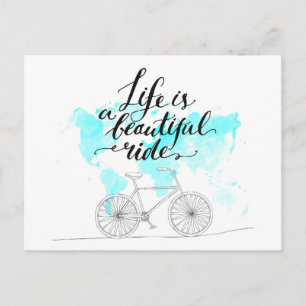 Life Is A Beautiful Ride Blue Postcard