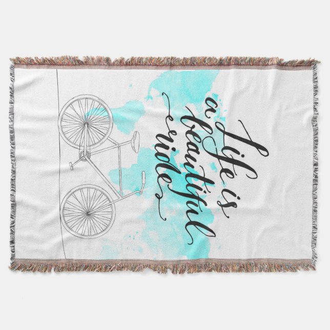 Life Is A Beautiful Ride Blue Throw Blanket (Front)
