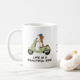Life is a beautiful ride - Dog on Vespa Coffee Mug