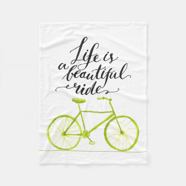 Life Is A Beautiful Ride Lime Green Fleece Blanket (Front)