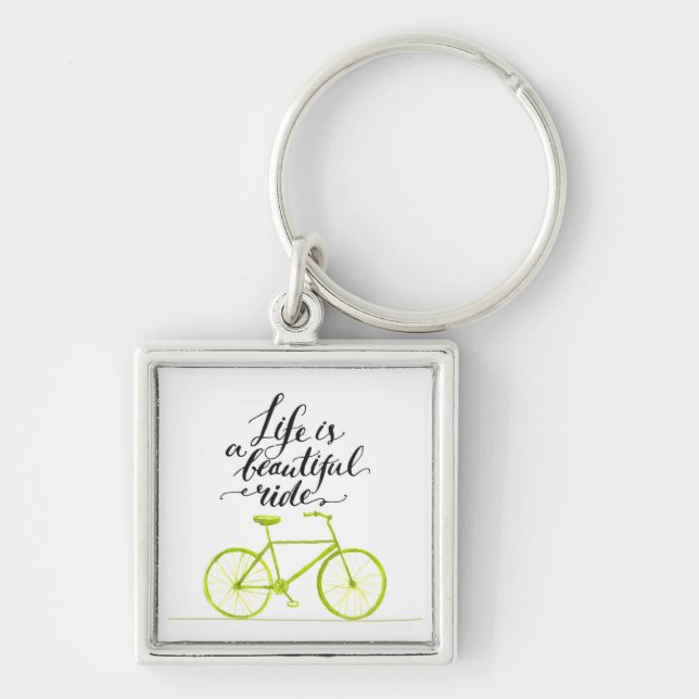 Life Is A Beautiful Ride Lime Green Keychain (Front)
