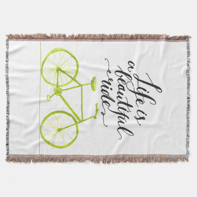 Life Is A Beautiful Ride Lime Green Throw Blanket (Front)