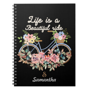 Life is a Beautiful Ride Quotes Spring Floral Name Notebook