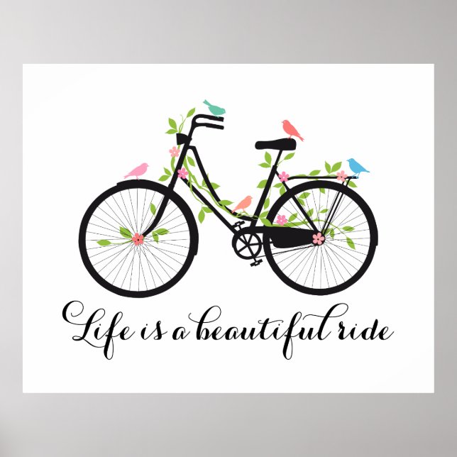 Life is a beautiful ride, vintage bicycle poster (Front)