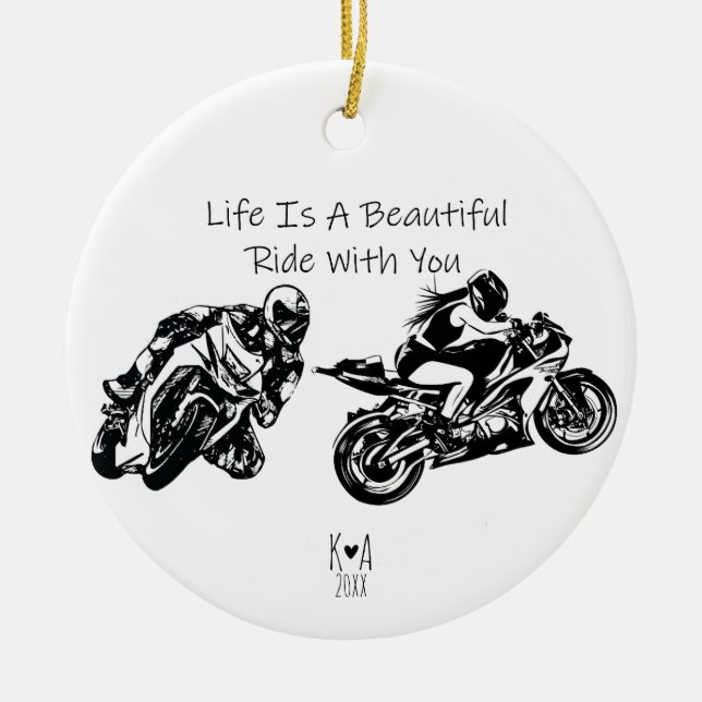 Life is a beautiful ride with you, Personalized Ceramic Ornament (Front)