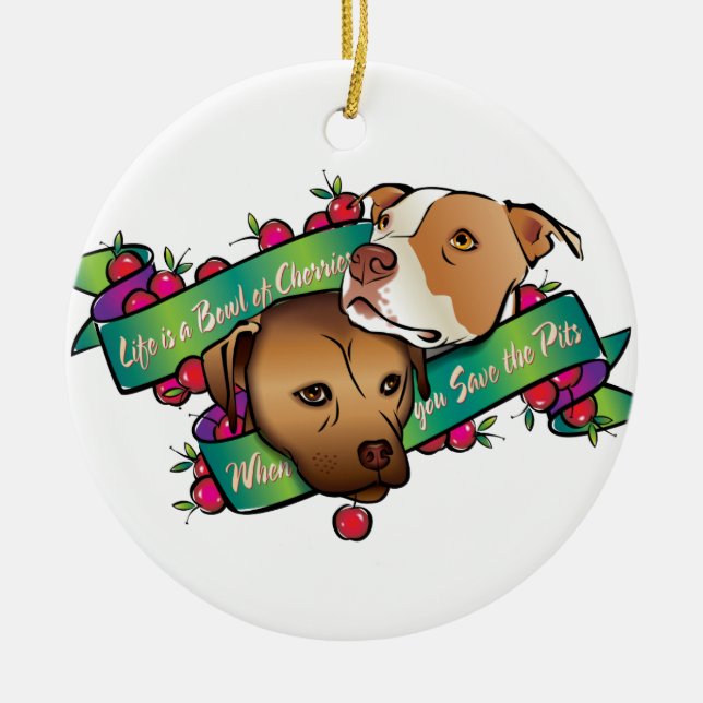 Life is a Bowl of Cherries... Ceramic Ornament (Front)