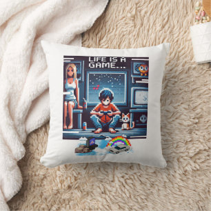 Life Is A Game.. #Part2 (8bit) (gamer gift) #03 Throw Pillow