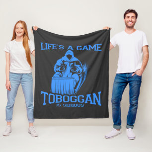 Life Is A Game Toboggan Winter Sports Novelty Fleece Blanket