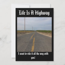 Life is a highway customozable card,