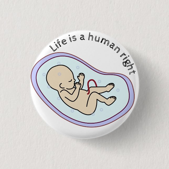 Life is a human right! pro-life 1 inch round button (Front)