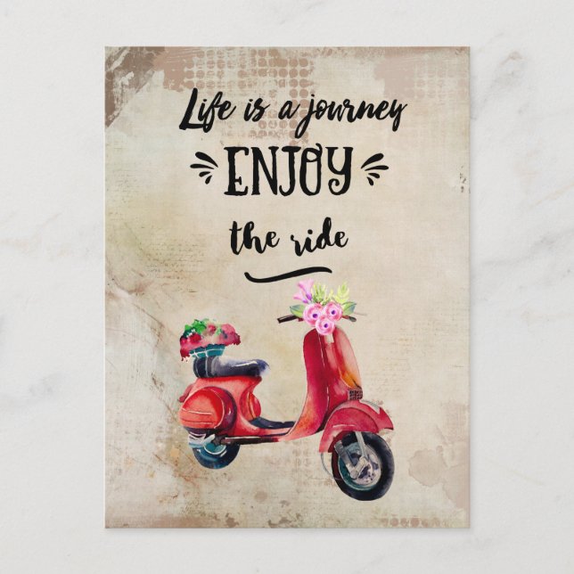 Life Is A Journey Inspirational With Scooter Postcard (Front)