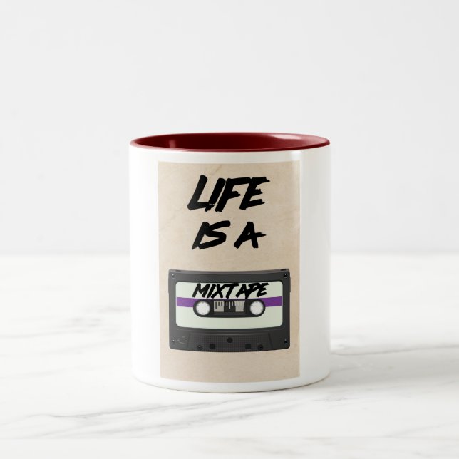 life is a mixtape quote Two-Tone coffee mug (Center)