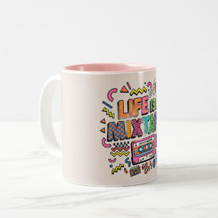 Life Is a Mixtape Retro Colourful Mug