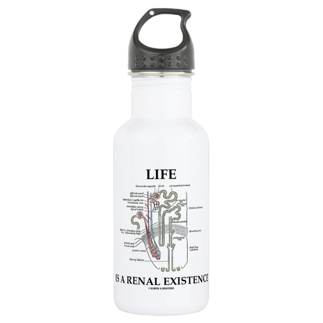 Life Is A Renal Existence (Kidney Nephron) 532 Ml Water Bottle (Front)