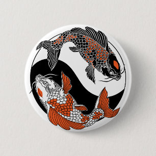 life is about balance. Japanese koi carp fish 2 Inch Round Button