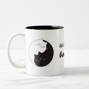 Life is all about balance Cat Yin Yang Two-Tone Coffee Mug