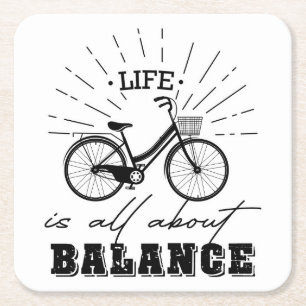Life is All About Balance Square Paper Coaster