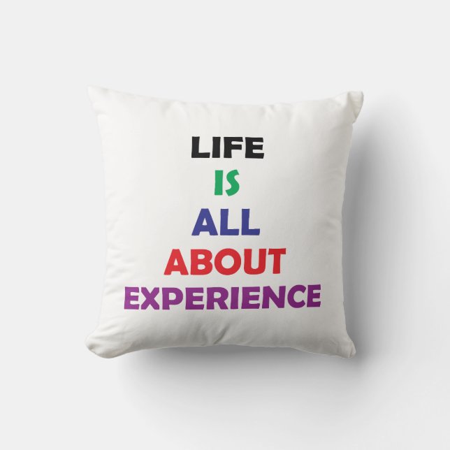 Life Is All About Experience Motivational Quote Throw Pillow (Front)