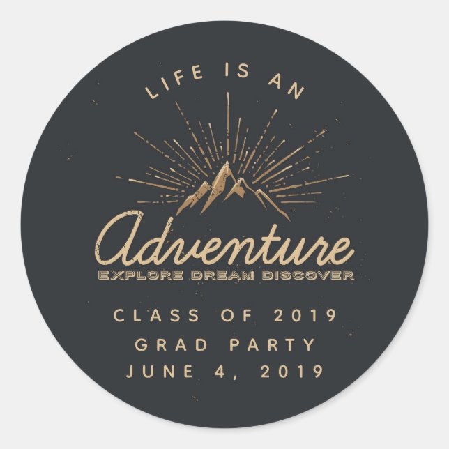 Life is an Adventure Graduation Classic Round Sticker (Front)
