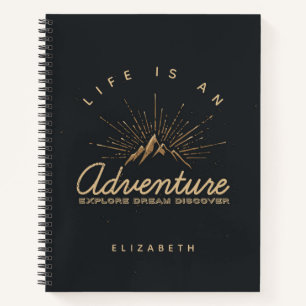 Life is an Adventure Mountain with Golden Sunrays Notebook