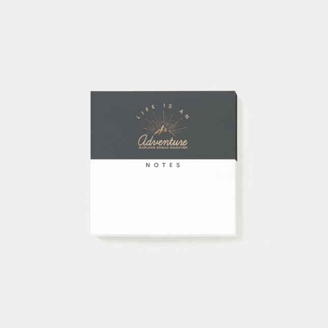 Life is an Adventure Mountain with Golden Sunrays Post-it Notes (Front)