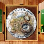 Life Is An Adventure (no case) Personalize Vintage Dartboard<br><div class="desc">This inspiring topographic map in earthy tones with an heirloom compass beckons you to gather around with friends and family and have a great time! It can be personalized both on the Top and Bottom phrases if you'd like to change it... Or keep the top and just personalize the bottom....</div>
