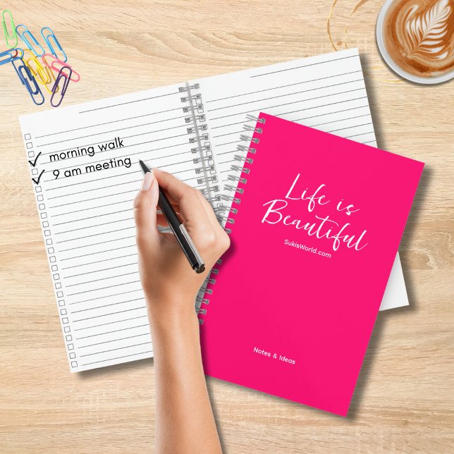 Life is Beautiful Blog Website Pink Checklist Notebook (Creator Uploaded)